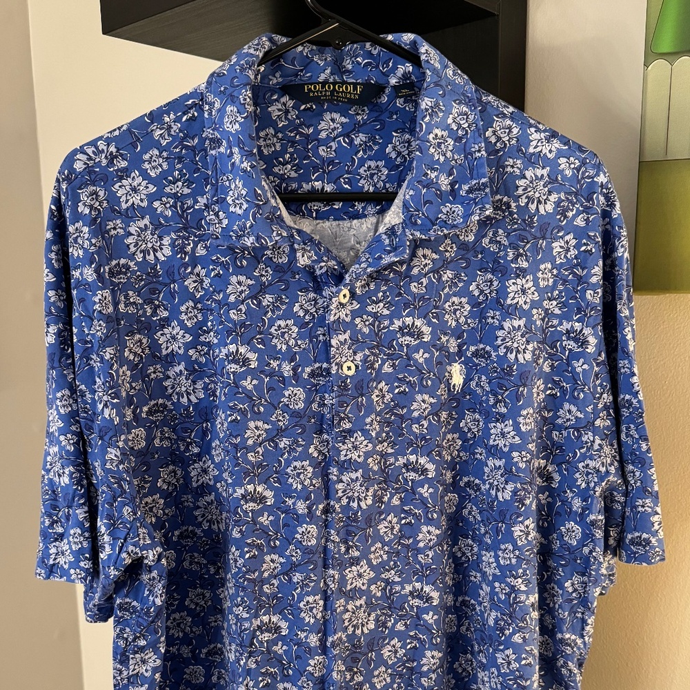Vintage Polo by Ralph Lauren Golf Shirt 'Blue Floral' Size XL
